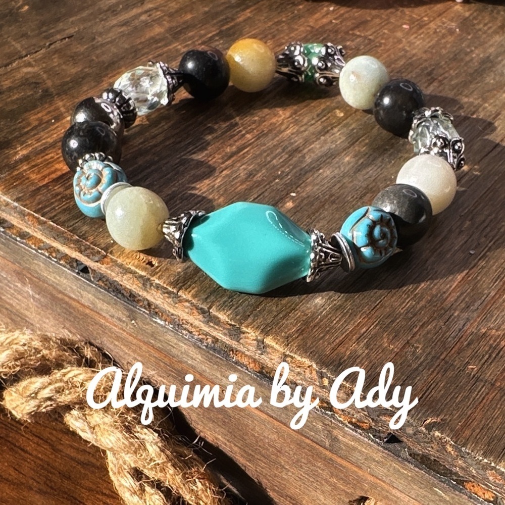 10mm chunky Multicolored amazonite beaded bracelet for stacking